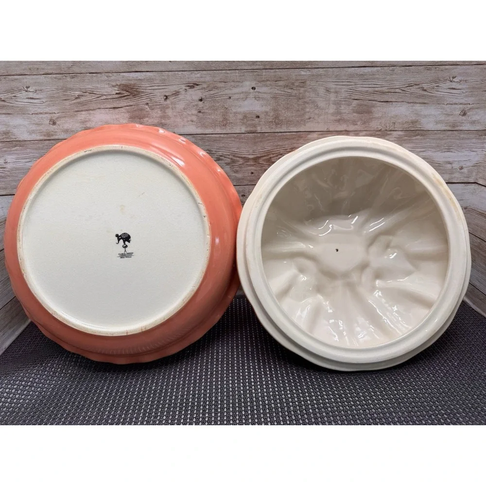 Vintage Pumpkin Pie Keeper Kate Williams Ceramic Pumpkin Pie Plate with Cover